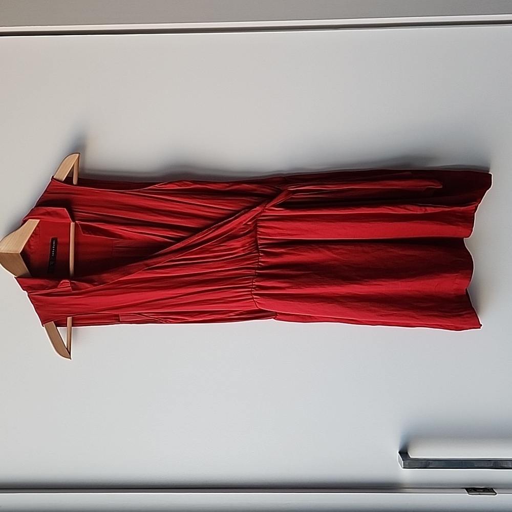 Zara Faux Wrap Tie Flowy Collared Tank Dress